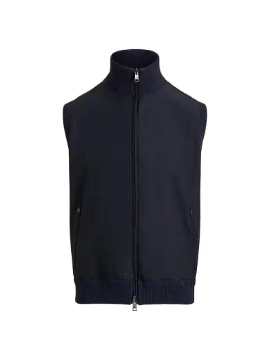 Ralph Lauren Purple Label Men's Hybrid Full-Zip Sweater Vest - Classic Chairman Navy - Size XL | Thumbnail 1