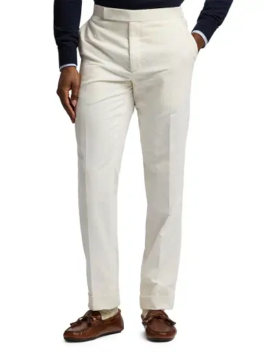 Ralph Lauren Purple Label Men's Gregory Hand-Tailored Corduroy Trousers - Cream | Thumbnail 3 Ralph Lauren Purple Label Men's Gregory Hand-Tailored Corduroy Trousers - Cream | Thumbnail 3