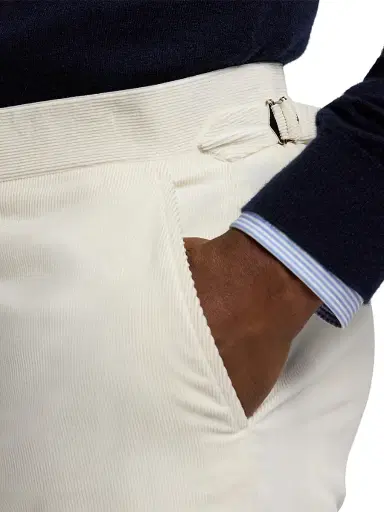 Ralph Lauren Purple Label Men's Gregory Hand-Tailored Corduroy Trousers - Cream | Thumbnail 6 Ralph Lauren Purple Label Men's Gregory Hand-Tailored Corduroy Trousers - Cream | Thumbnail 6