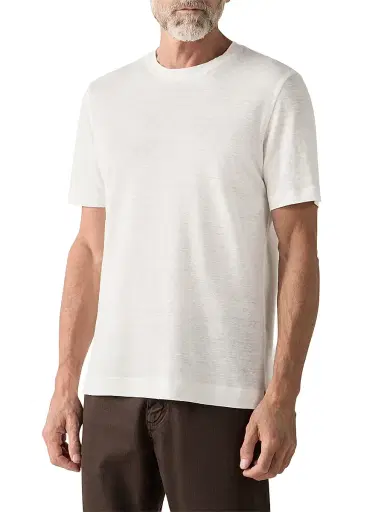 Zegna Men's Oasi Lino T-Shirt - White - Size 46 | Thumbnail 2 Zegna Men's Oasi Lino T-Shirt - White - Size 46 | Thumbnail 2
