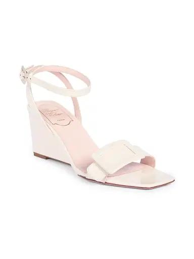Roger Vivier Women's Belle Vivier 60MM Leather Wedge Sandals - Off White | Thumbnail 2 Roger Vivier Women's Belle Vivier 60MM Leather Wedge Sandals - Off White | Thumbnail 2