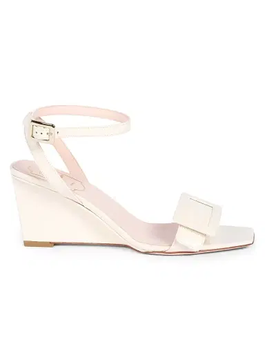 Roger Vivier Women's Belle Vivier 60MM Leather Wedge Sandals - Off White | Thumbnail 1 Roger Vivier Women's Belle Vivier 60MM Leather Wedge Sandals - Off White | Thumbnail 1