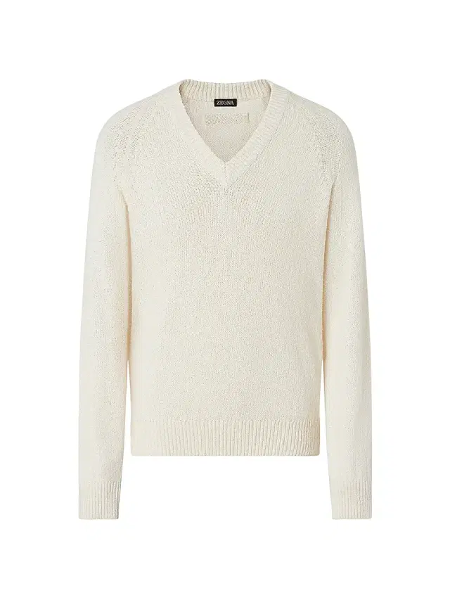 ZEGNA Men's Cotton V-Neck T-Shirt - White