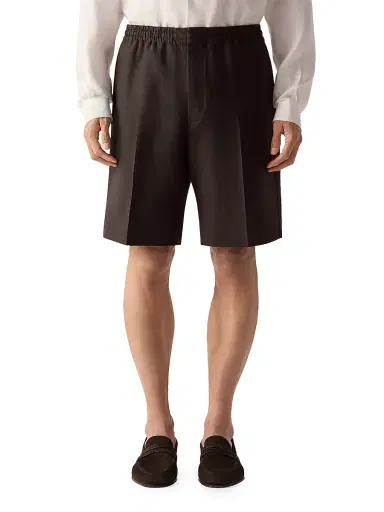 Zegna Men's Oasi Lino Shorts - Dark Brown - Size 38 | Thumbnail 2