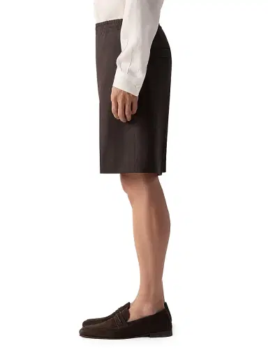 Zegna Men's Oasi Lino Shorts - Dark Brown - Size 38 | Thumbnail 3