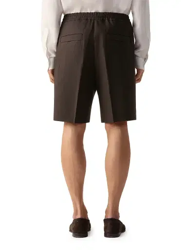 Zegna Men's Oasi Lino Shorts - Dark Brown - Size 38 | Thumbnail 4