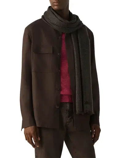 Zegna Men's Cashmere and Linen Scarf | Thumbnail 1 Zegna Men's Cashmere and Linen Scarf | Thumbnail 1
