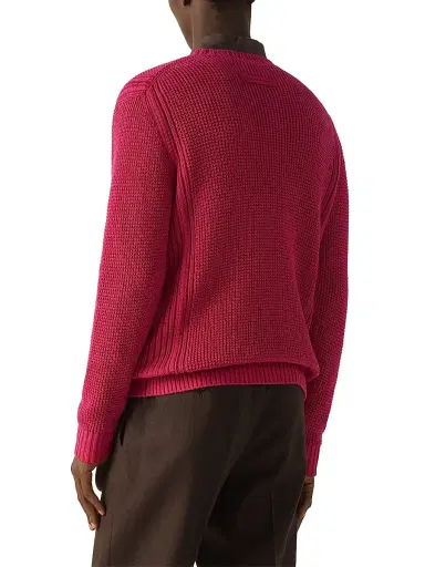 ZEGNA Men's Cotton and Silk V-Neck T-Shirt - Dark Pink | Thumbnail 3 ZEGNA Men's Cotton and Silk V-Neck T-Shirt - Dark Pink | Thumbnail 3