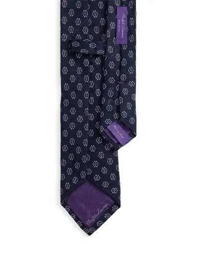 Ralph Lauren Purple Label Men's Linked-Diamonds Cashmere-Silk Tie - Navy | Thumbnail 4 Ralph Lauren Purple Label Men's Linked-Diamonds Cashmere-Silk Tie - Navy | Thumbnail 4