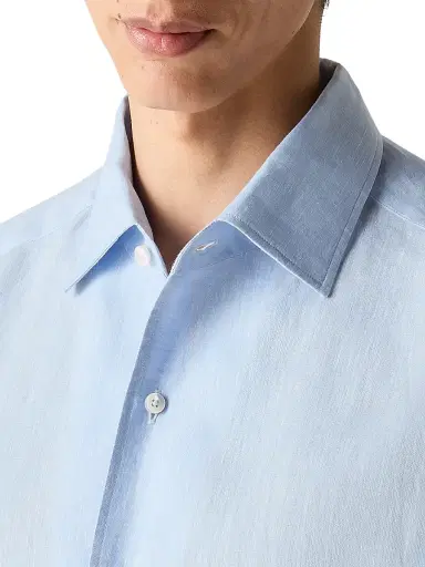 Zegna Men's Oasi Lino Shirt - Light Blue - Size XXXL | Thumbnail 4 Zegna Men's Oasi Lino Shirt - Light Blue - Size XXXL | Thumbnail 4