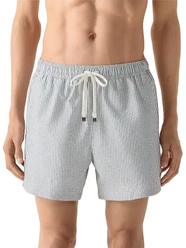 Zegna Men's Striped Swim Trunks - Dark Taupe - Size Medium | Thumbnail 2 Zegna Men's Striped Swim Trunks - Dark Taupe - Size Medium | Thumbnail 2