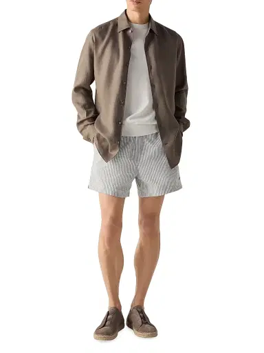 Zegna Men's Striped Swim Trunks - Dark Taupe - Size Medium | Thumbnail 4 Zegna Men's Striped Swim Trunks - Dark Taupe - Size Medium | Thumbnail 4