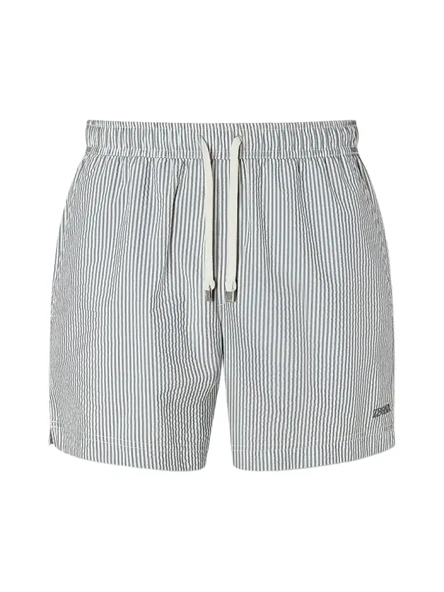 ZEGNA Men's Striped Swim Trunks - Dark Taupe