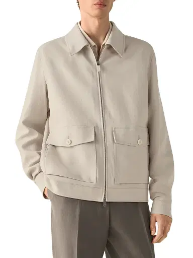 Zegna Men's Oasi Lino Blouson Jacket - Beige - Size 46 | Thumbnail 2