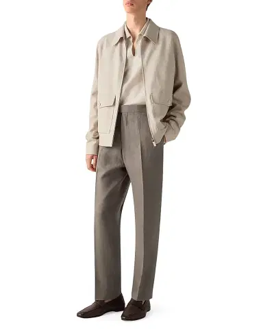 Zegna Men's Oasi Lino Blouson Jacket - Beige - Size 46 | Thumbnail 6