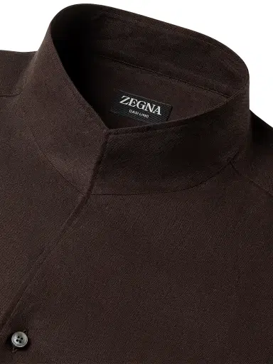 Zegna Men's Oasi Lino Shirt - Dark Brown - Size XXL | Thumbnail 2
