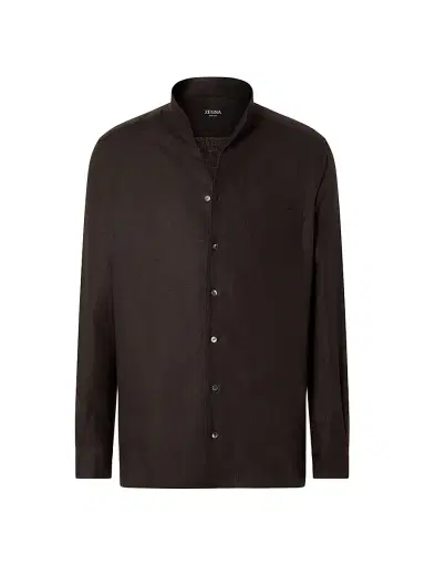 Zegna Men's Oasi Lino Shirt - Dark Brown - Size XXL | Thumbnail 1