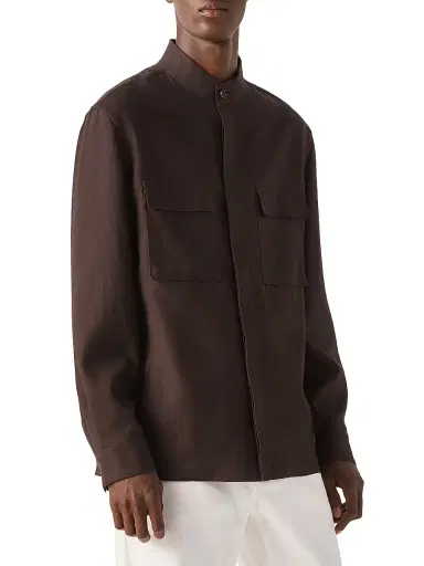 Zegna Men's Oasi Lino Overshirt | Thumbnail 2