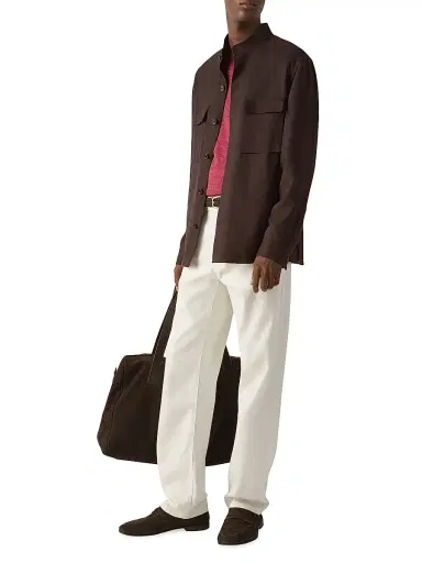 Zegna Men's Oasi Lino Overshirt | Thumbnail 6
