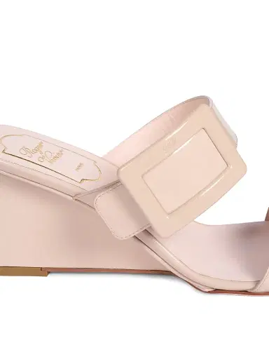 Roger Vivier Women's Belle Vivier 60MM Patent Leather Wedge Mules - Light Beige | Thumbnail 6 Roger Vivier Women's Belle Vivier 60MM Patent Leather Wedge Mules - Light Beige | Thumbnail 6