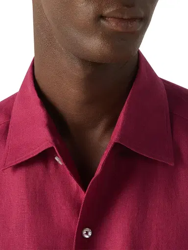 Zegna Men's Oasi Lino Shirt - Dark Pink - Size XXL | Thumbnail 4 Zegna Men's Oasi Lino Shirt - Dark Pink - Size XXL | Thumbnail 4