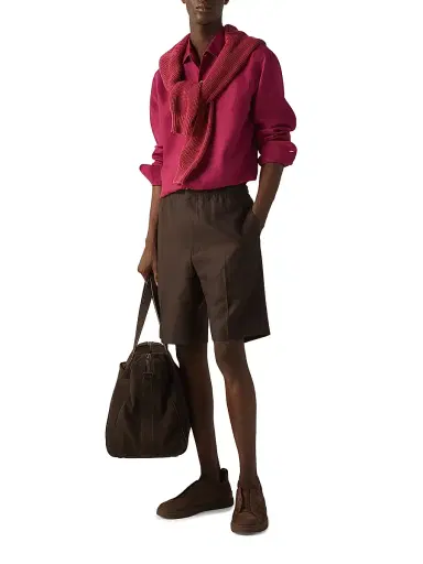 Zegna Men's Oasi Lino Shirt - Dark Pink - Size XXL | Thumbnail 5 Zegna Men's Oasi Lino Shirt - Dark Pink - Size XXL | Thumbnail 5