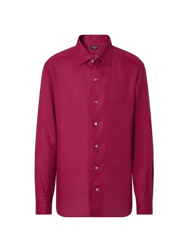 Zegna Men's Oasi Lino Shirt - Dark Pink - Size XXL | Thumbnail 1 Zegna Men's Oasi Lino Shirt - Dark Pink - Size XXL | Thumbnail 1
