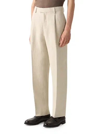 Zegna Men's Linen Pants - Light Taupe - Size 35 | Thumbnail 2 Zegna Men's Linen Pants - Light Taupe - Size 35 | Thumbnail 2
