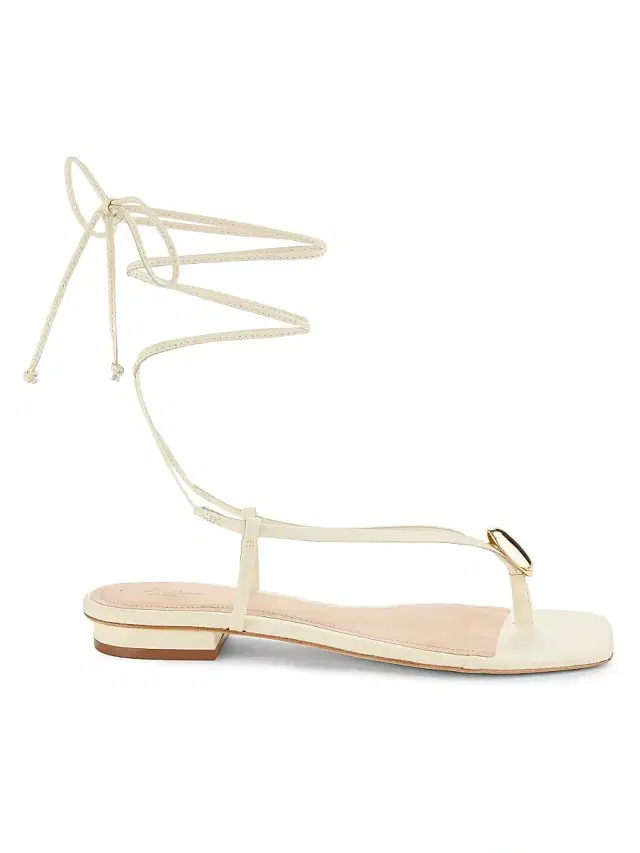 22élevé Women's Leather Ankle-Wrap Sandals - Canolli Cream