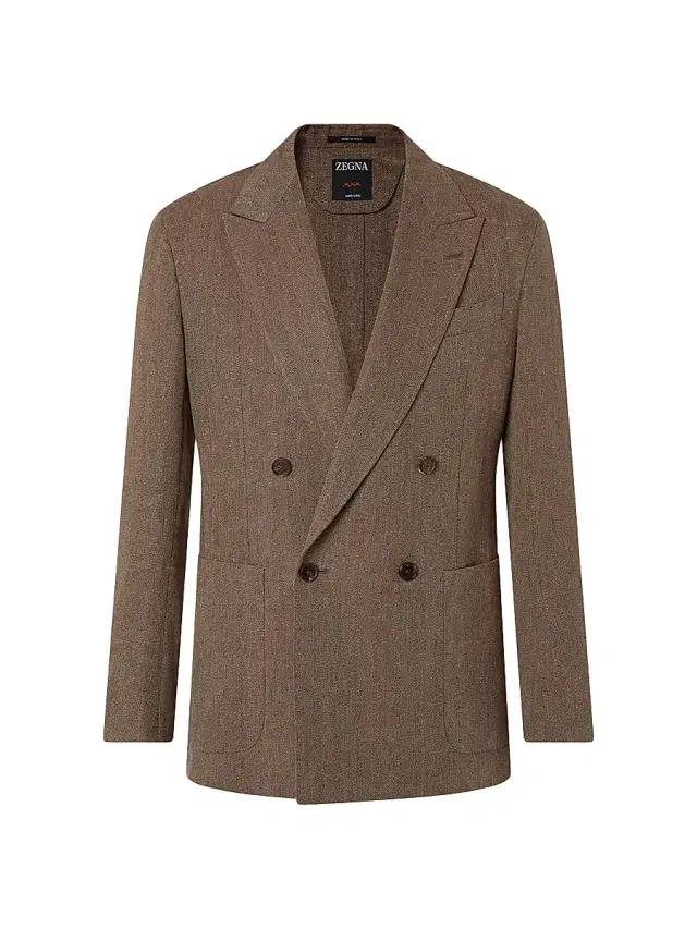 ZEGNA Men's Oasi Lino Jacket - Dark Taupe