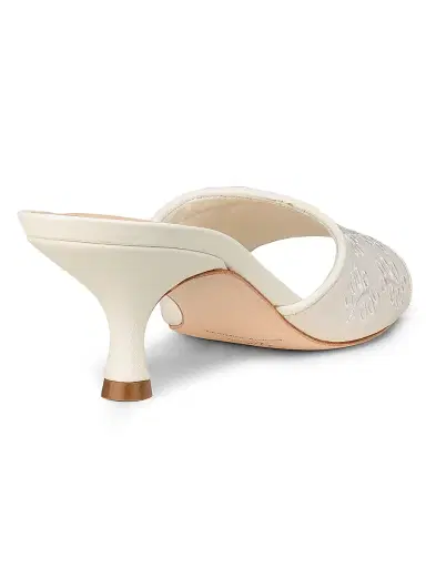 22élevé Women's 55MM Eyelet-Embroidered Mules - White Cotton Eyelet Fabric - Size 11.5 | Thumbnail 3 22élevé Women's 55MM Eyelet-Embroidered Mules - White Cotton Eyelet Fabric - Size 11.5 | Thumbnail 3