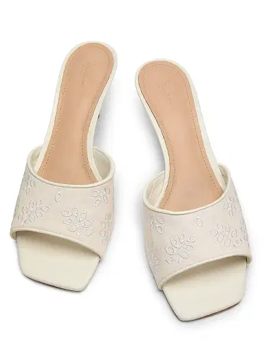 22élevé Women's 55MM Eyelet-Embroidered Mules - White Cotton Eyelet Fabric - Size 11.5 | Thumbnail 4 22élevé Women's 55MM Eyelet-Embroidered Mules - White Cotton Eyelet Fabric - Size 11.5 | Thumbnail 4