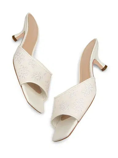 22élevé Women's 55MM Eyelet-Embroidered Mules - White Cotton Eyelet Fabric - Size 11.5 | Thumbnail 6 22élevé Women's 55MM Eyelet-Embroidered Mules - White Cotton Eyelet Fabric - Size 11.5 | Thumbnail 6