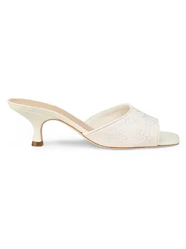 22élevé Women's 55MM Eyelet-Embroidered Mules - White Cotton Eyelet Fabric - Size 11.5 | Thumbnail 1 22élevé Women's 55MM Eyelet-Embroidered Mules - White Cotton Eyelet Fabric - Size 11.5 | Thumbnail 1