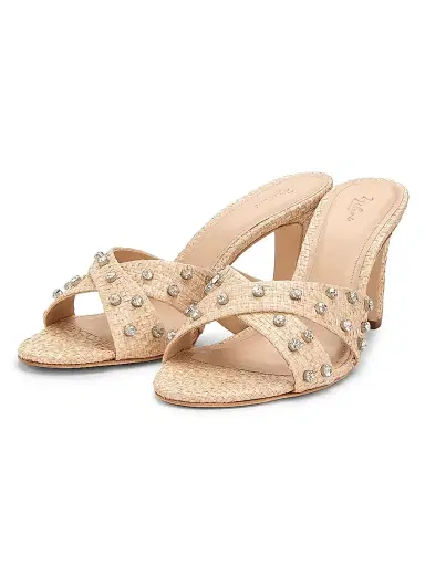 22élevé Women's 80MM Crystal-Embellished Raffia Block-Heel Sandals - Natural Raffia Crystal - Size 12 | Thumbnail 2 22élevé Women's 80MM Crystal-Embellished Raffia Block-Heel Sandals - Natural Raffia Crystal - Size 12 | Thumbnail 2