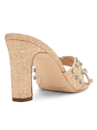 22élevé Women's 80MM Crystal-Embellished Raffia Block-Heel Sandals - Natural Raffia Crystal - Size 12 | Thumbnail 3 22élevé Women's 80MM Crystal-Embellished Raffia Block-Heel Sandals - Natural Raffia Crystal - Size 12 | Thumbnail 3