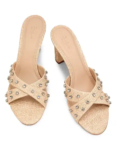22élevé Women's 80MM Crystal-Embellished Raffia Block-Heel Sandals - Natural Raffia Crystal - Size 12 | Thumbnail 4 22élevé Women's 80MM Crystal-Embellished Raffia Block-Heel Sandals - Natural Raffia Crystal - Size 12 | Thumbnail 4