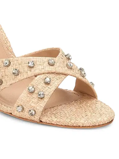 22élevé Women's 80MM Crystal-Embellished Raffia Block-Heel Sandals - Natural Raffia Crystal - Size 12 | Thumbnail 5 22élevé Women's 80MM Crystal-Embellished Raffia Block-Heel Sandals - Natural Raffia Crystal - Size 12 | Thumbnail 5