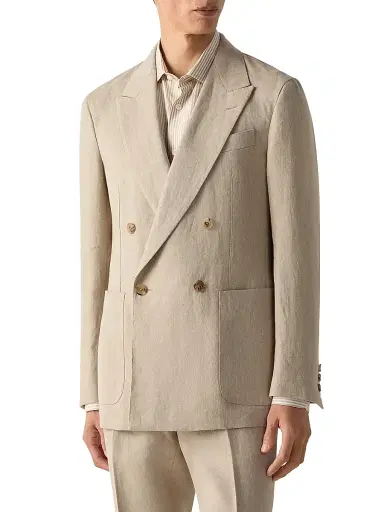 Zegna Men's Oasi Lino Jacket - Light Taupe - Size 46 | Thumbnail 1