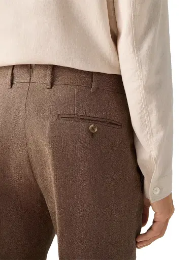 Zegna Men's Oasi Lino Pants - Dark Taupe - Size 46 | Thumbnail 5 Zegna Men's Oasi Lino Pants - Dark Taupe - Size 46 | Thumbnail 5