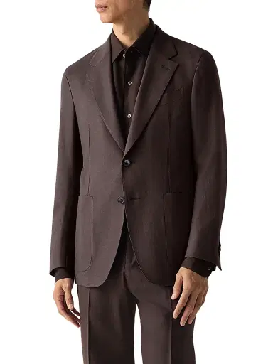 ZEGNA Men's Oasi Lino Jacket - Dark Brown | Thumbnail 3 ZEGNA Men's Oasi Lino Jacket - Dark Brown | Thumbnail 3