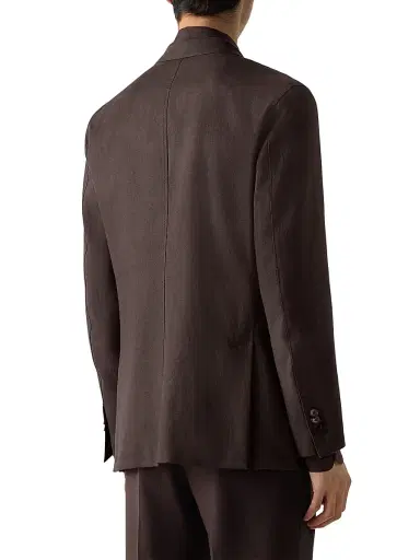 ZEGNA Men's Oasi Lino Jacket - Dark Brown | Thumbnail 5 ZEGNA Men's Oasi Lino Jacket - Dark Brown | Thumbnail 5