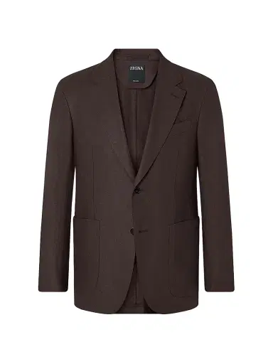 ZEGNA Men's Oasi Lino Jacket - Dark Brown | Thumbnail 1 ZEGNA Men's Oasi Lino Jacket - Dark Brown | Thumbnail 1