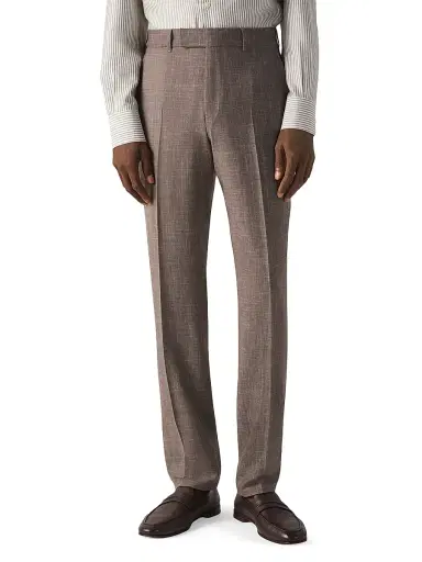 Zegna Men's Crossover Wool Silk and Linen Pants - Brown - Size 50 | Thumbnail 2