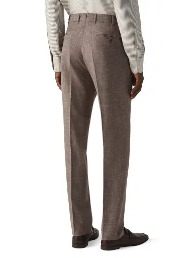 Zegna Men's Crossover Wool Silk and Linen Pants - Brown - Size 50 | Thumbnail 4