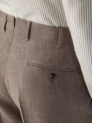 Zegna Men's Crossover Wool Silk and Linen Pants - Brown - Size 50 | Thumbnail 5