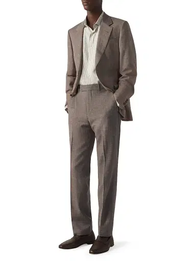 Zegna Men's Crossover Wool Silk and Linen Pants - Brown - Size 50 | Thumbnail 6