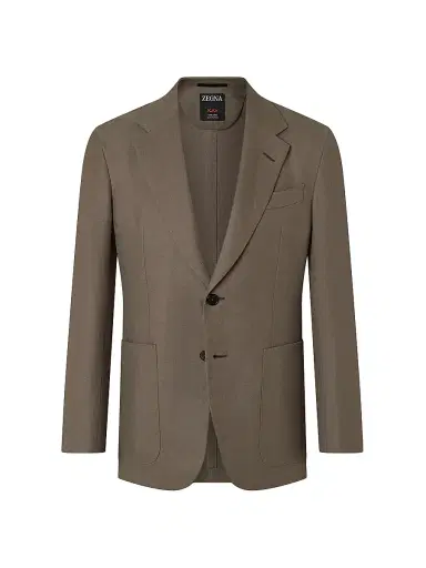 ZEGNA Men's Oasi Lino Flower Jacket - Dark Taupe | Thumbnail 2 ZEGNA Men's Oasi Lino Flower Jacket - Dark Taupe | Thumbnail 2