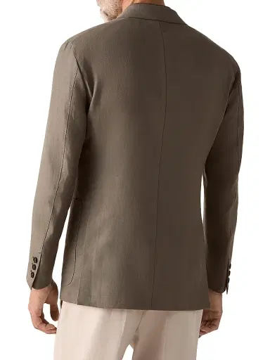 ZEGNA Men's Oasi Lino Flower Jacket - Dark Taupe | Thumbnail 3 ZEGNA Men's Oasi Lino Flower Jacket - Dark Taupe | Thumbnail 3