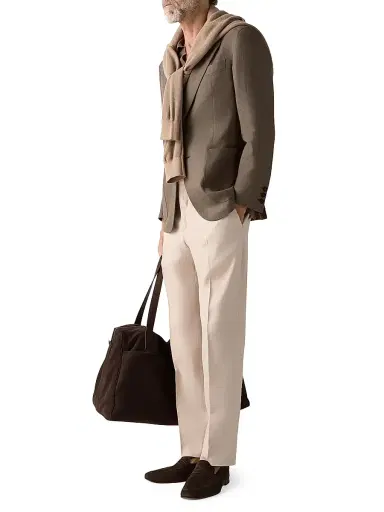 ZEGNA Men's Oasi Lino Flower Jacket - Dark Taupe | Thumbnail 6 ZEGNA Men's Oasi Lino Flower Jacket - Dark Taupe | Thumbnail 6